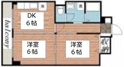 山口マンション 6階2DKの間取り