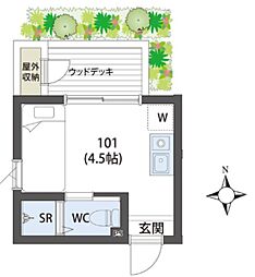 シエスタヴィラ上鷺宮の杜East棟 ワンルームの間取図画像