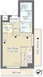 メゾンドタカヤ 3階1Kの間取り