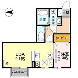 メゾンブランシュ 1LDKの間取図画像