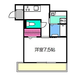 ヴィラ北花田 1Kの間取図画像