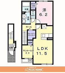 ウエスタン ヴィレッジII 1LDKの間取図画像