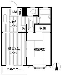 ハイツ五十嵐 2階2Kの間取り