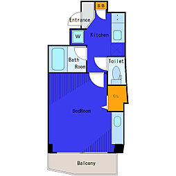 東急大井町線 戸越公園駅 徒歩4分の賃貸マンション 2階1Kの間取り