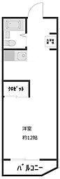 コート彩雲 4階ワンルームの間取り