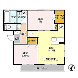 シーガルII 3階2LDKの間取り