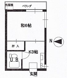 メゾンフローラ 1Kの間取図画像