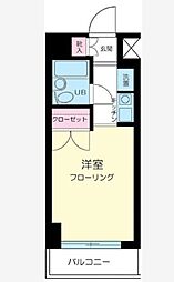 京急本線 北品川駅 徒歩7分の賃貸マンション 6階ワンルームの間取り