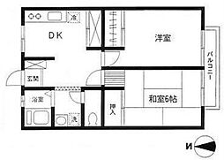 パークハイツ松尾 1階2DKの間取り