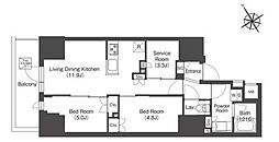 コンフォリア・リヴ板橋 8階2SLDKの間取り
