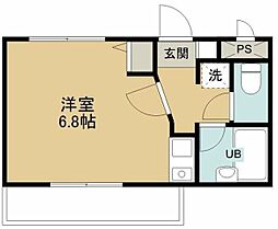 モンシャトー参番館 ワンルームの間取図画像