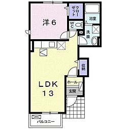 アーベンロートＢ 1階1LDKの間取り