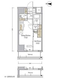 アーバネックス森下ウエスト 10階1DKの間取り