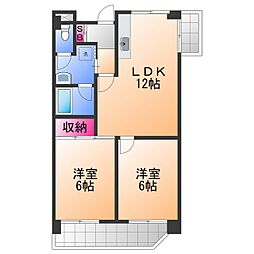 萬ビル 2LDKの間取図画像