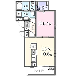 カーサ ビアンカ デュエ 1LDKの間取図画像