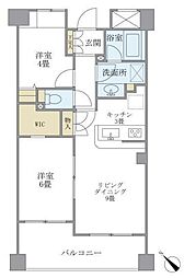 エーデルブルク 4階2LDKの間取り