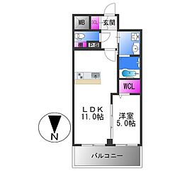 VITA荒本 10階1LDKの間取り