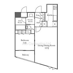 ミリアレジデンス乃木坂 1LDKの間取図画像
