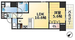 リーガル神戸三宮II 15階1LDKの間取り