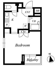 リベルタ椎名町 2階1Kの間取り