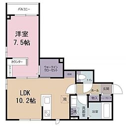 メゾン ド リーヴ 2階1LDKの間取り