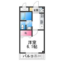 センチュリー707 1階1Kの間取り