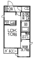 コーナーソレイユ 1LDKの間取図画像
