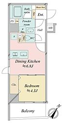 クロスレジデンス日本橋浜町 1DKの間取図画像
