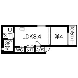 阪神本線 大物駅 徒歩8分の賃貸アパート 2階1LDKの間取り