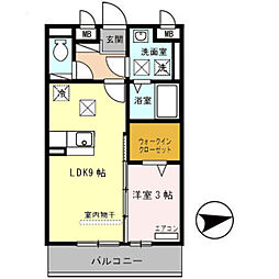 ソワサントゥヴァレ 1LDKの間取図画像