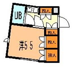 ハイツカマタキ 4階1Kの間取り