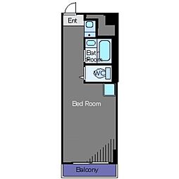 五反田ダイヤモンドマンション 12階ワンルームの間取り