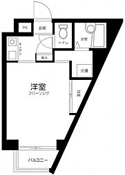 都営大江戸線 落合南長崎駅 徒歩2分の賃貸マンション 3階ワンルームの間取り