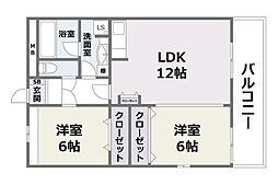 HILLSWALK-K 2LDKの間取図画像