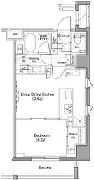 ザ・パークハビオ早稲田 4階1LDKの間取り