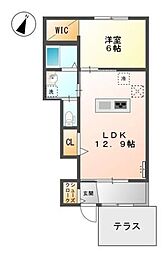 フランシーズ 1階1LDKの間取り
