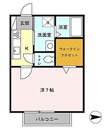 オークハウス 1Kの間取図画像