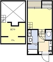 マーレ船橋 1Kの間取図画像