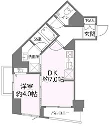 ベルフラット等々力 4階1DKの間取り