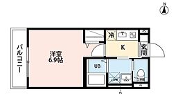 robot home 前原II(ロボットホームマエバラツー) 1Kの間取図画像
