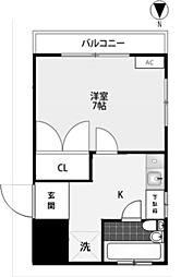 ハオスルーケ 1Kの間取図画像