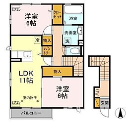 サンセット 2LDKの間取図画像