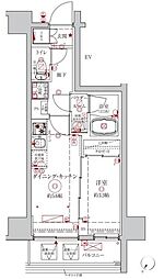 クレイシアIDZ川崎ザ・テラス 1DKの間取図画像