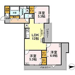 オルテンシア 3LDKの間取図画像
