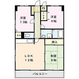 アメニティハイツ杏栄館 3LDKの間取図画像