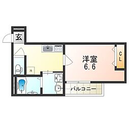阪急千里線 下新庄駅 徒歩3分の賃貸アパート 1階1Kの間取り