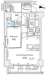 ロイヤルパークス赤羽サウス 5階2LDKの間取り