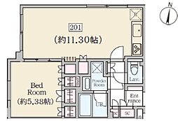 レーヴレジデンス初台 2階1LDKの間取り