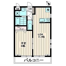 京王線 南平駅 徒歩3分の賃貸アパート 1階1LDKの間取り