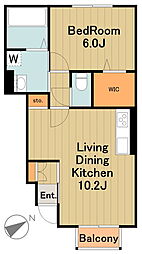 京王相模原線 多摩境駅 徒歩11分の賃貸アパート 1階1LDKの間取り